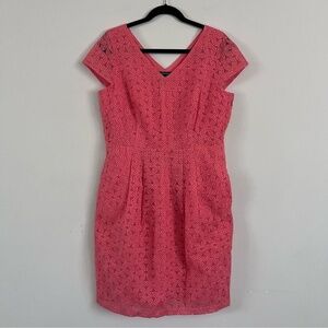 Lands' End Cotton Embroidered Lace Dress, Coral Peach, Size 12
